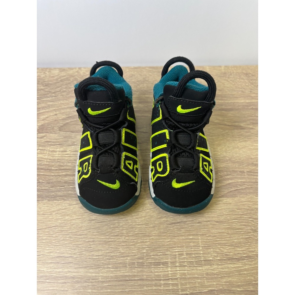 Nike Air More Uptempo Shoes Boys Size 6C Black Neon Green DZ2811-001